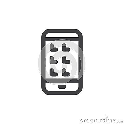 Smartphone line icon, outline vector sign, linear style pictogram isolated on white. Vector Illustration