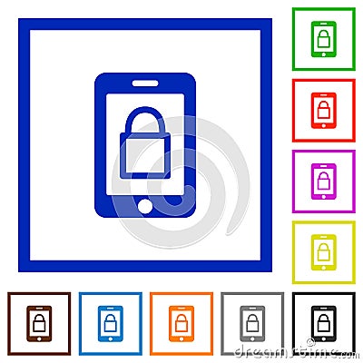 Smartphone lock flat framed icons Stock Photo