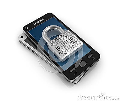 Smartphone with lock. Security concept. Stock Photo