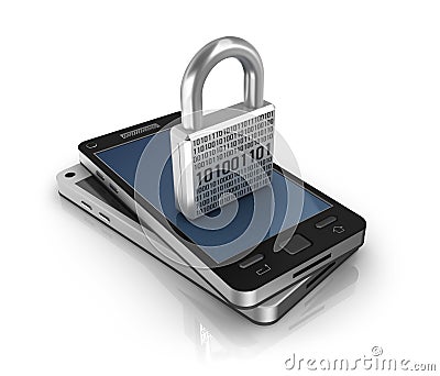 Smartphone with lock. Security concept Stock Photo