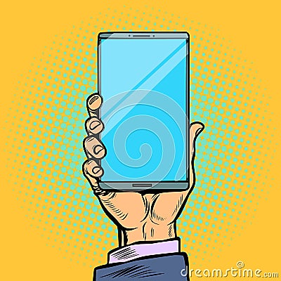 Smartphone in male hand Vector Illustration