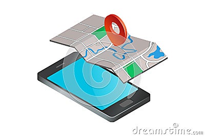Smartphone with maps icon Vector Illustration