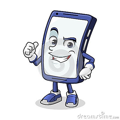 Smartphone Mascot Giving a Thumbs Up Vector Illustration