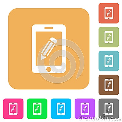 Smartphone memo rounded square flat icons Stock Photo