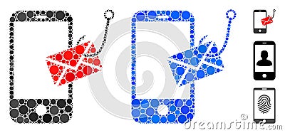 Smartphone Message Phishing Mosaic Icon of Circle Dots Vector Illustration