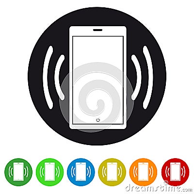 Smartphone Mobile Device Ringing Or Vibrating Flat Icon For Apps And Websites Stock Photo