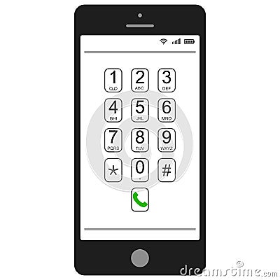 Smartphone mobile phone dialer, vector features presentation template, dialer keyboard for calls Vector Illustration