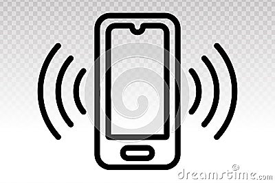 Smartphone or Mobile phone ringing or vibrating vector icons for apps and websites on a transparent background Vector Illustration