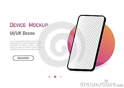 Smartphone mockup 3d isometric with empty screen. Mobile phone with isometric perspective angle. Flat smartphone device for Stock Photo