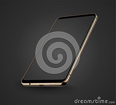 Smartphone mockup gold easy place demo on scree Vector Illustration