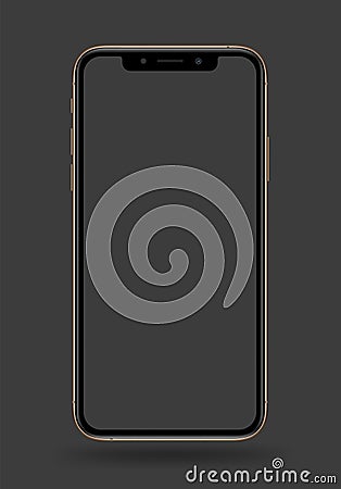 Smartphone mockup gold easy place demo on scree Vector Illustration