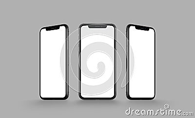 iPhone X. Smartphone multi screen mockup on gray background Stock Photo