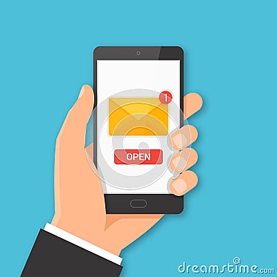 Smartphone with new message concept Vector Illustration