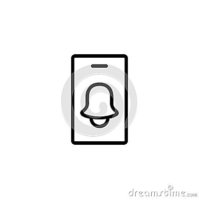 Smartphone Notification Technology Monoline Symbol Icon Logo for Graphic Design, UI UX, Game, Android Software, and Website. Vector Illustration