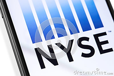 NYSE logo on the screen Editorial Stock Photo