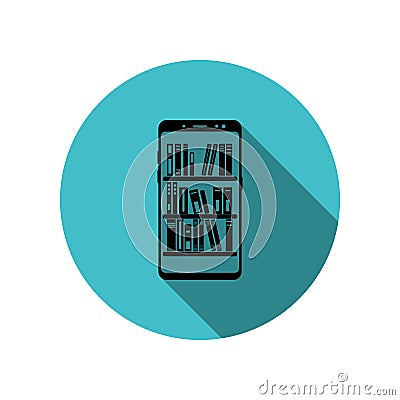 Smartphone online library long shadow icon. Simple glyph, flat vector of mobile concept icons for ui and ux, website or mobile Stock Photo