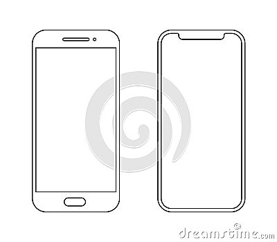 Smartphone outline icon mobile mockup. Wireframe front line vector cellphone Vector Illustration