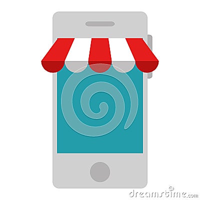 smartphone with parasol icon Cartoon Illustration