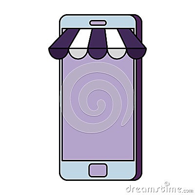 Smartphone with parasol icon Vector Illustration