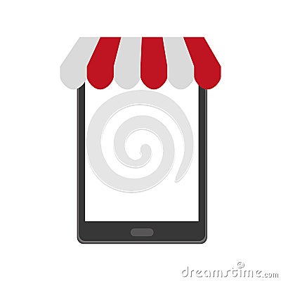 Smartphone with parasol icon Vector Illustration