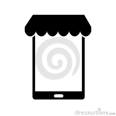 Smartphone with parasol icon Vector Illustration