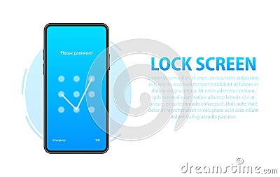 Smartphone with passcode lock screen interface. Protecting Your Smartphone and Personal Data from Unauthorized Access Vector Illustration