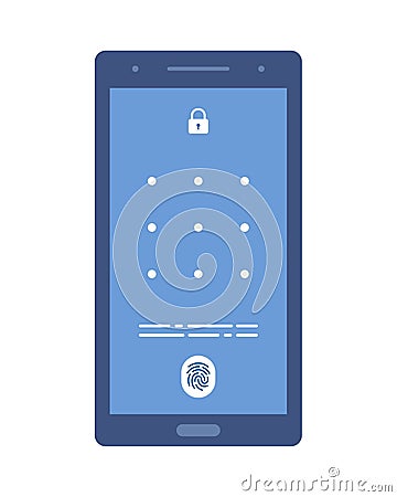 Smartphone with passcode lock screen interface, use biometric or enter pattern page. Vector illustration Vector Illustration