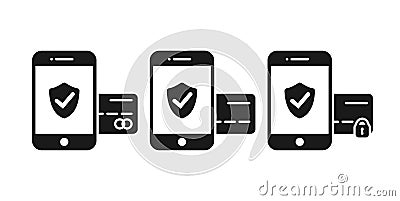 Smartphone payment glyph flat vector icon. Online banking secure and safe payment concept icon. Vector Illustration