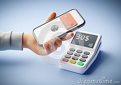 Smartphone payment at a terminal in a shop or restaurant Stock Photo