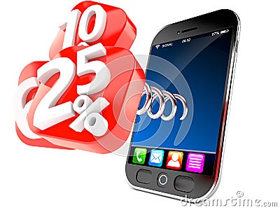 Smartphone with percent numbers Stock Photo