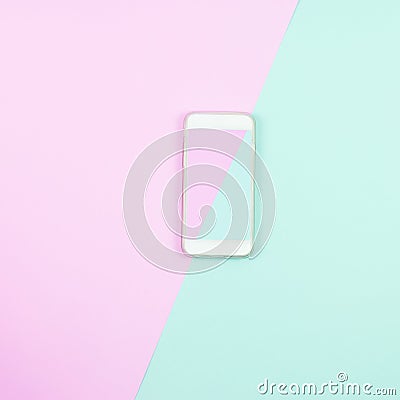 Smartphone with pink and blue color screen Stock Photo