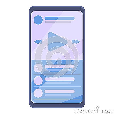 Smartphone playlist icon, cartoon style Vector Illustration