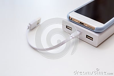 Smartphone and power bank concept Stock Photo