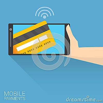 smartphone processing of mobile payments Vector Illustration