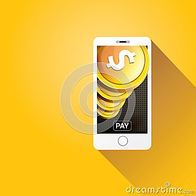 smartphone processing of mobile payments Vector Illustration