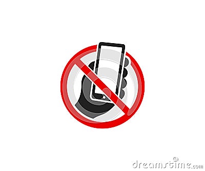 Smartphone and prohibitory sign logo template. It is forbidden to use a mobile phone vector design Vector Illustration