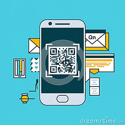 Smartphone QR Code Scanner Mobile Payment, Data Access, and Contactless Technology Stock Photo