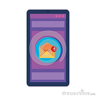 smartphone receiving email Vector Illustration