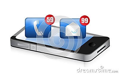 An smartphone receiving a lot of spam Cartoon Illustration