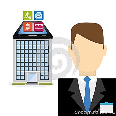 Smartphone receptionist and hotel digital apps design Vector Illustration