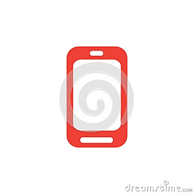 Smartphone Red Icon On White Background. Red Flat Style Vector Illustration Vector Illustration