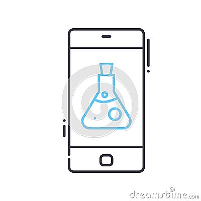 smartphone research line icon, outline symbol, vector illustration, concept sign Vector Illustration