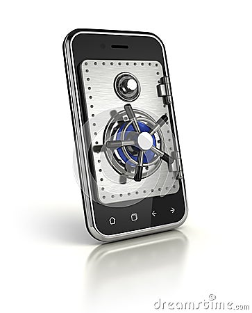 Smartphone with safe door Stock Photo