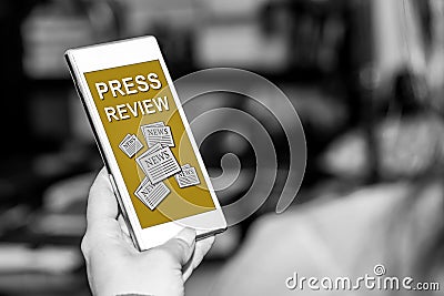Press review concept on a smartphone Stock Photo
