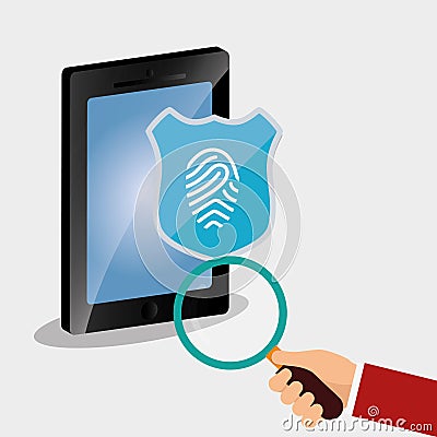 smartphone search password internet security Cartoon Illustration