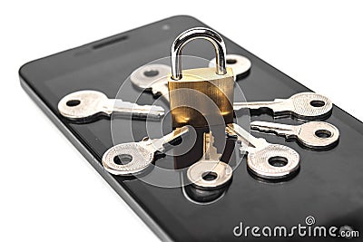 Smartphone security breach Stock Photo