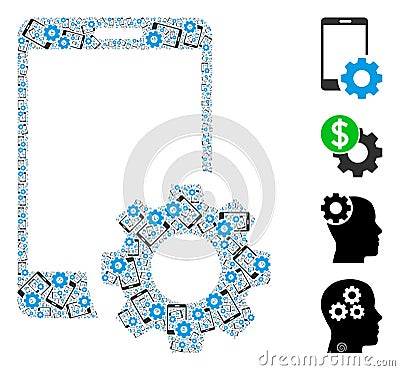 Smartphone Settings Icon Recursion Mosaic Vector Illustration