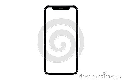 Smartphone similar to iphone 12 pro max with blank white screen. Stock Photo