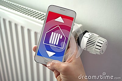 Smartphone with smarthome control app Stock Photo