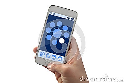 Smartphone with smarthome control app Stock Photo